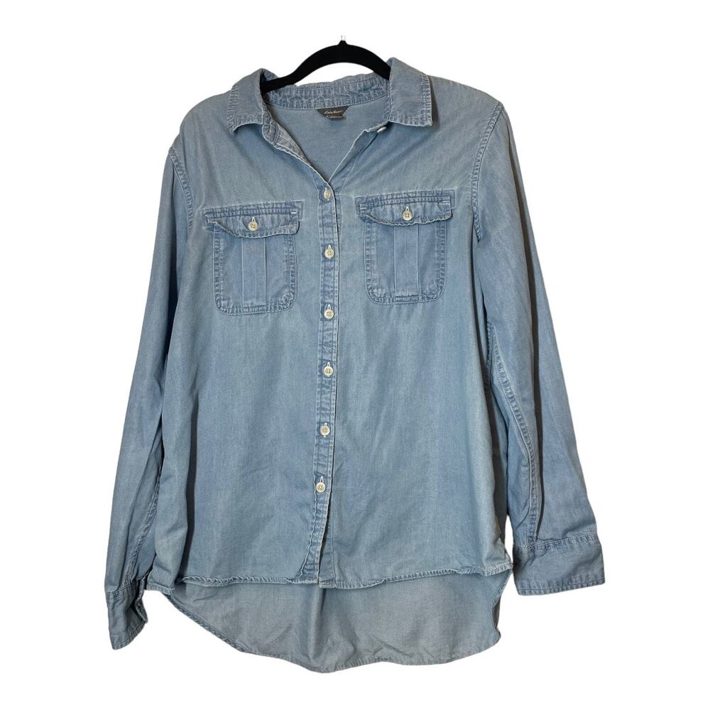 Eddie Bauer Cotton Lyocell Button Front Shirt Womens Large
